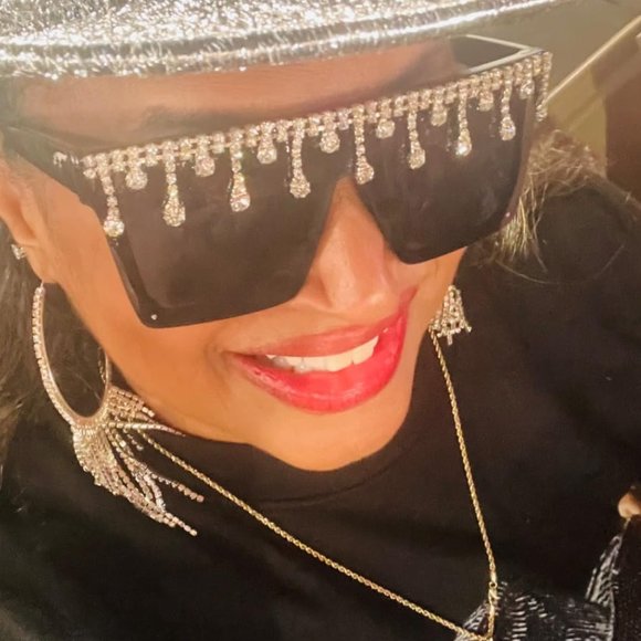 Crystal tassels sparkling sunglasses main image 4